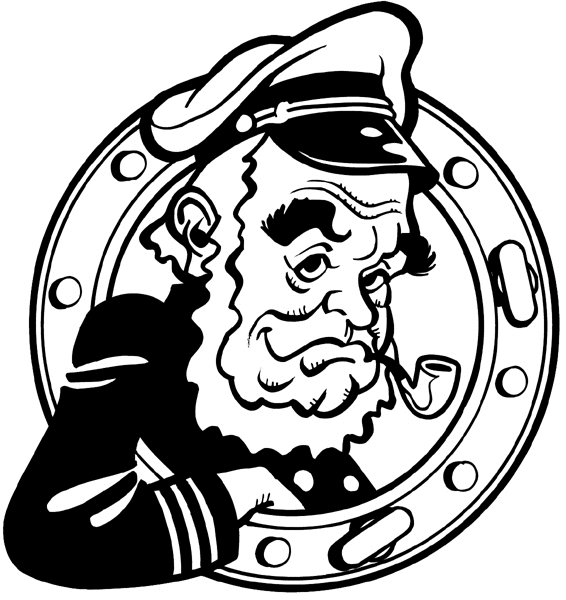 Kindly old sea captain vinyl sticker. Customize on line.       Boats Shipping 013-0141  
